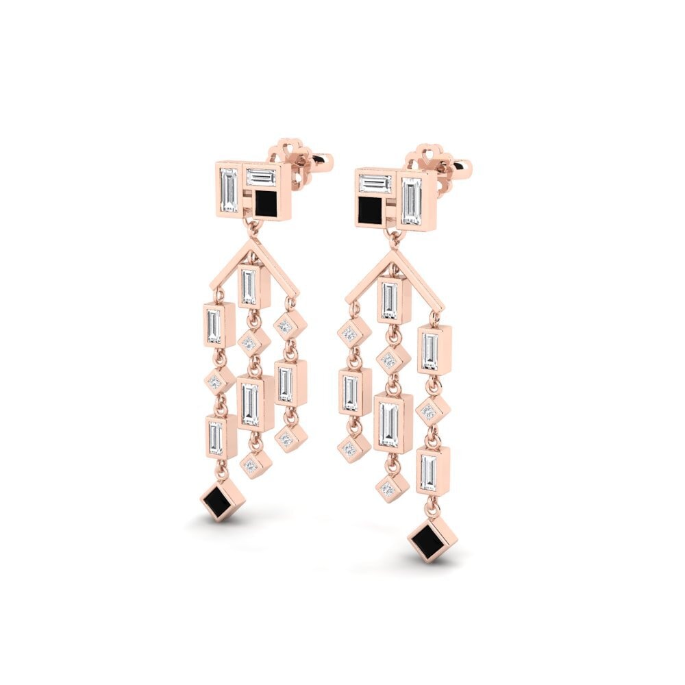 14k Rose Gold Black Sapphire Women's Earring Mponela