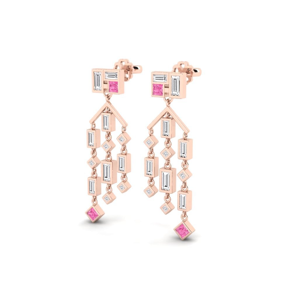 14k Rose Gold Pink Sapphire Women's Earring Mponela