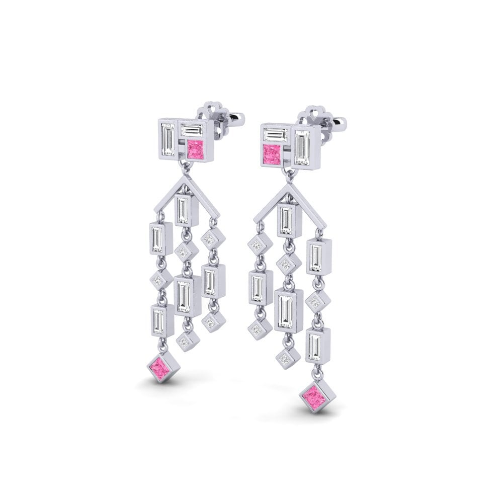 950 Platinum Pink Sapphire Women's Earring Mponela