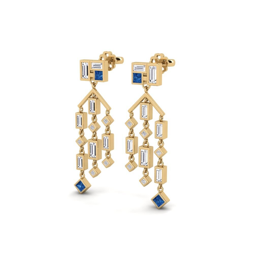 Zircônia azul escuro Brincos Feminino Mponela