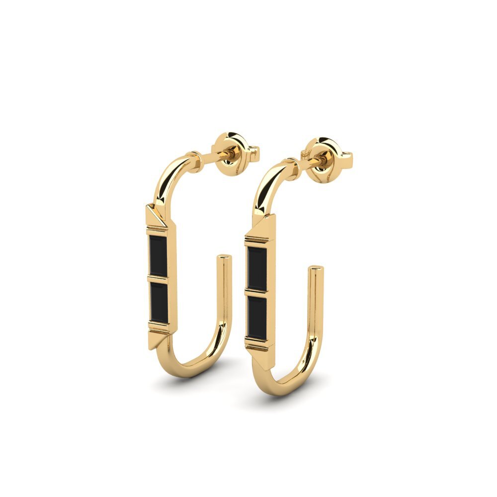 14k Yellow Gold Black Sapphire Women's Earring Nimmit