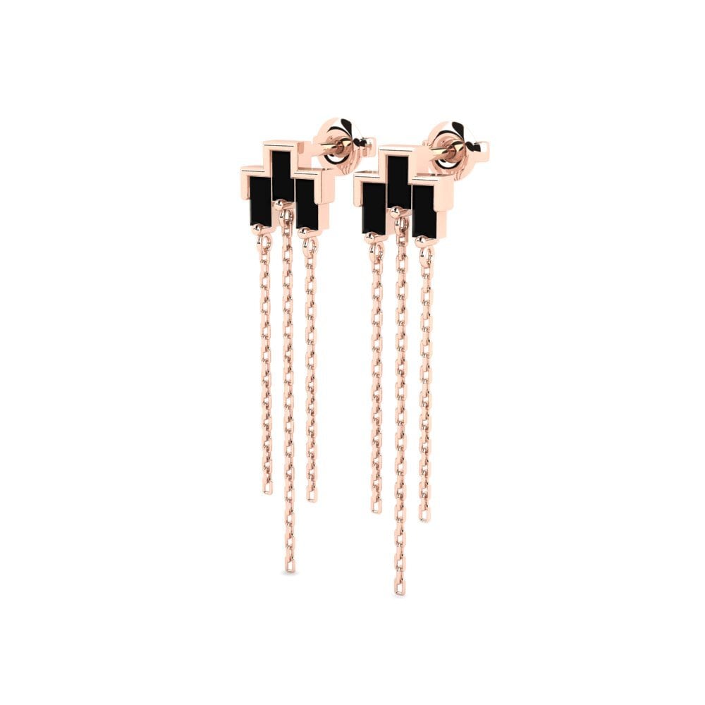 14k Rose Gold Black Sapphire Women's Earring Phenomenon