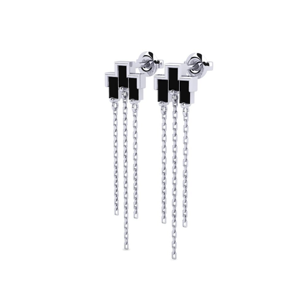 9k White Gold Black Sapphire Women's Earring Phenomenon