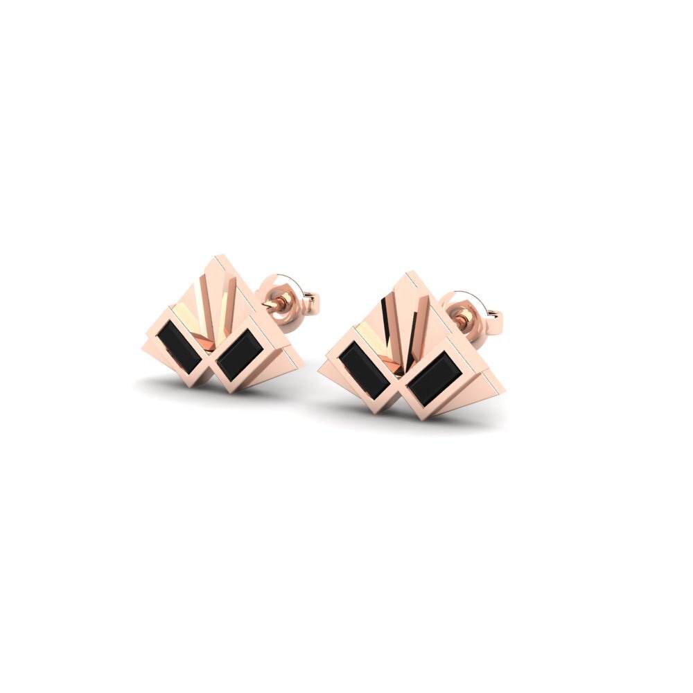 14k Rose Gold Black Sapphire Women's Earring Publishing