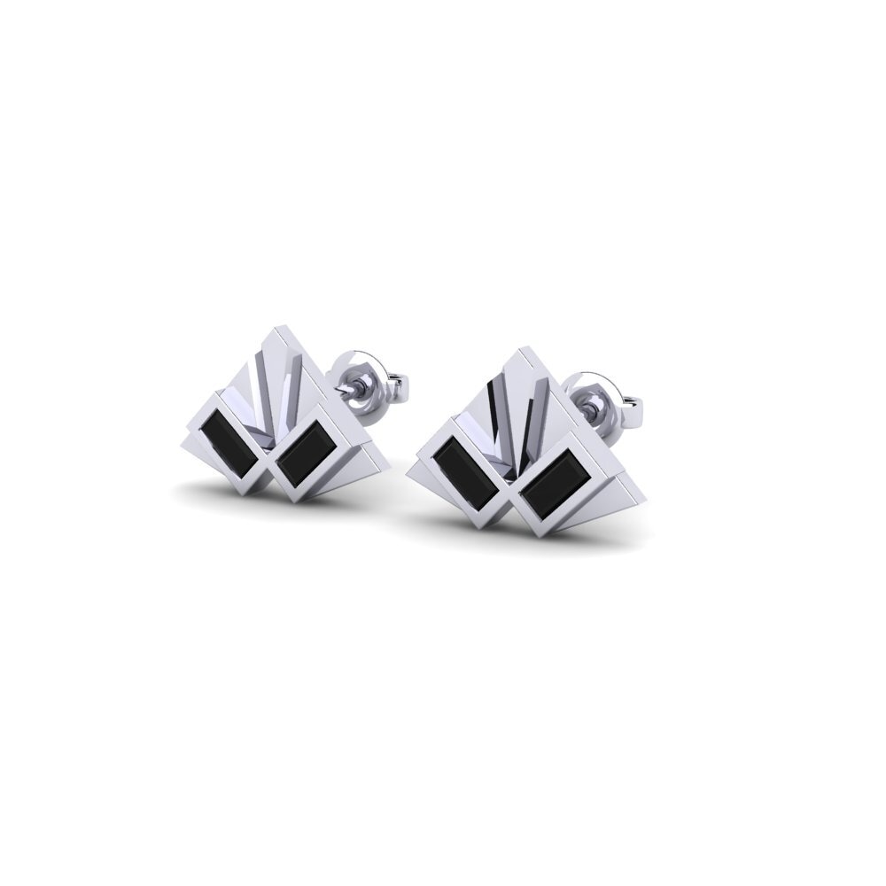 9k White Gold Black Sapphire Women's Earring Publishing