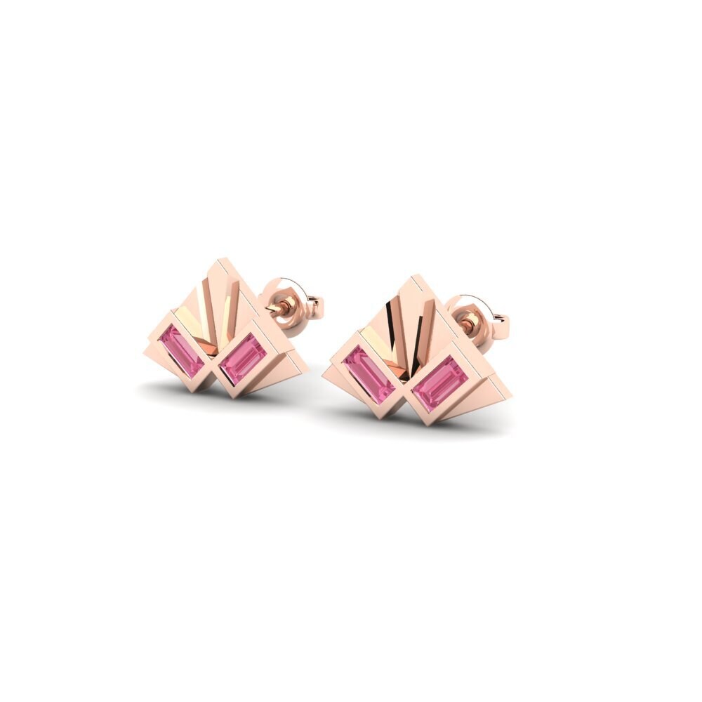 14k Rose Gold Pink Sapphire Women's Earring Publishing