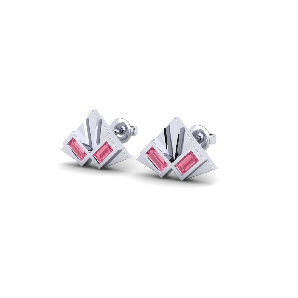 950 Platinum Pink Sapphire Women's Earring Publishing