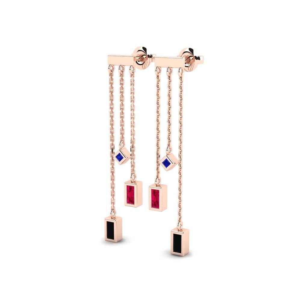 14k Rose Gold Black Sapphire Women's Earring Ajeltake