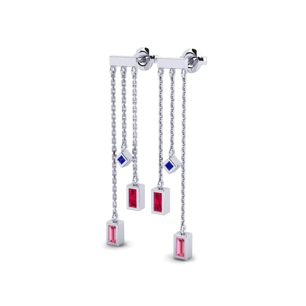 950 Platinum Pink Sapphire Women's Earring Ajeltake