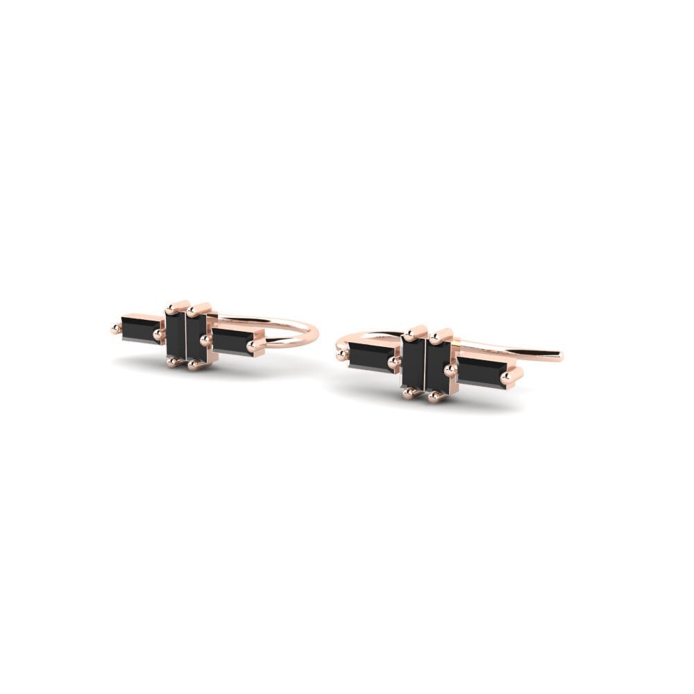 14k Rose Gold Black Sapphire Women's Earring Arbitrarily