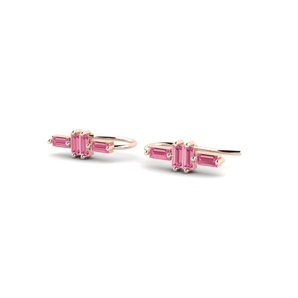 14k Rose Gold Pink Sapphire Women's Earring Arbitrarily