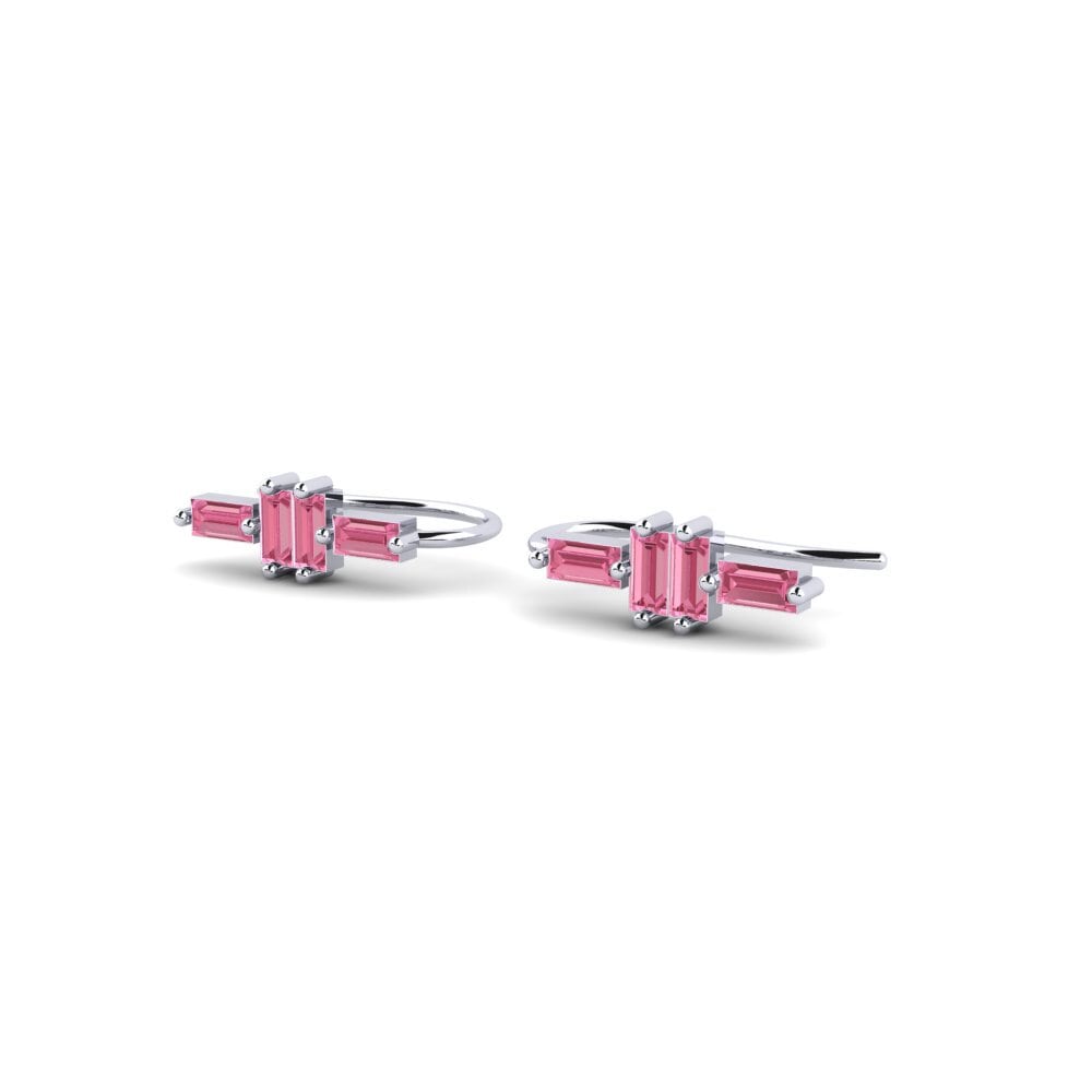 950 Platinum Pink Sapphire Women's Earring Arbitrarily