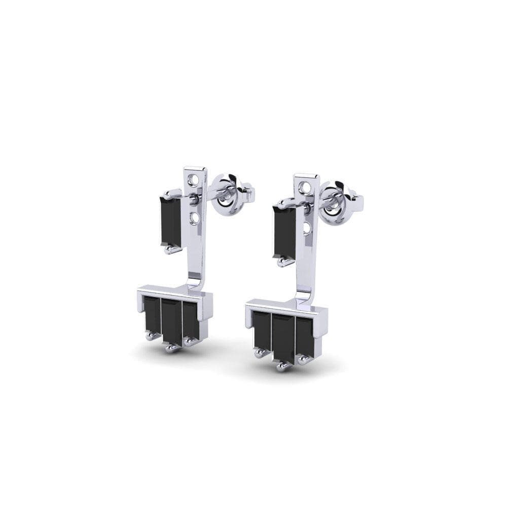 9k White Gold Black Sapphire Women's Earring Automation
