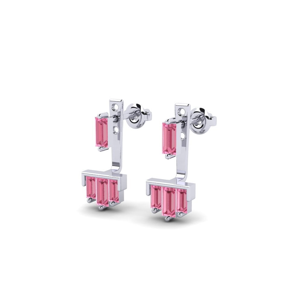 950 Platinum Pink Sapphire Women's Earring Automation