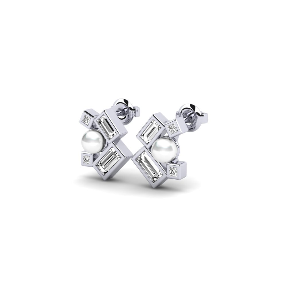 9ct White Gold Moissanite Women's Earring Chitipa