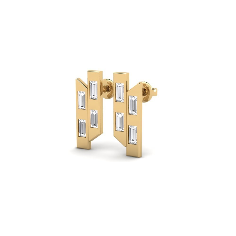 18k Oro Amarillo Pendiente de mujer Futurista - A