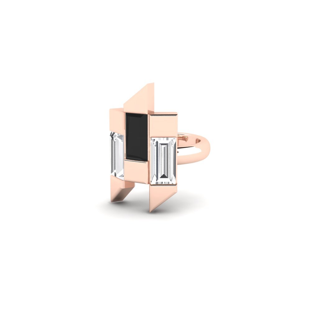 14k Rose Gold Black Sapphire Women's Earring Futurista - B