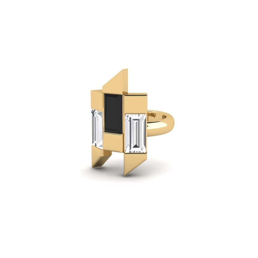 14k Yellow Gold Black Sapphire Women's Earring Futurista - B