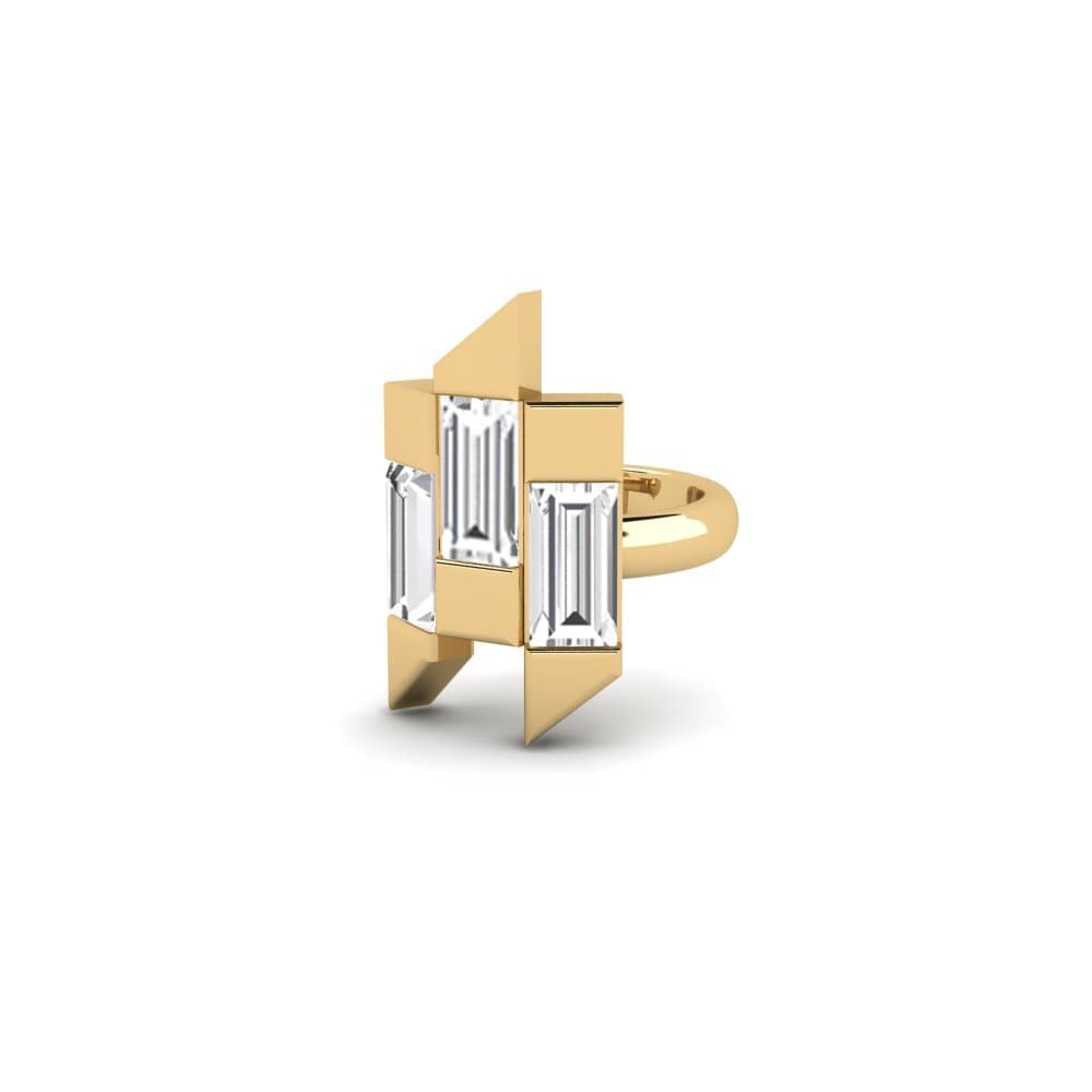 18k Oro Amarillo Pendiente de mujer Futurista - B