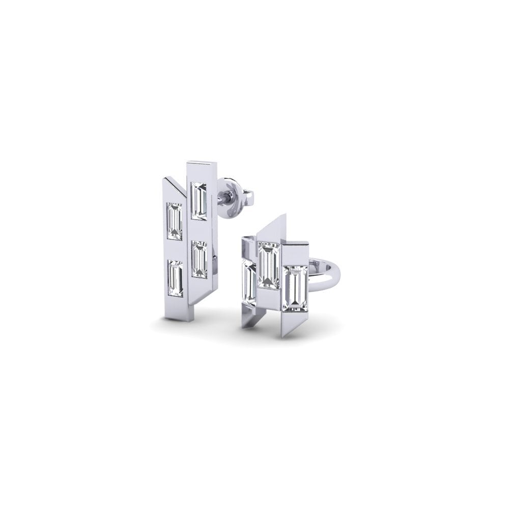 Diamante Pendiente de mujer Futurista - SET