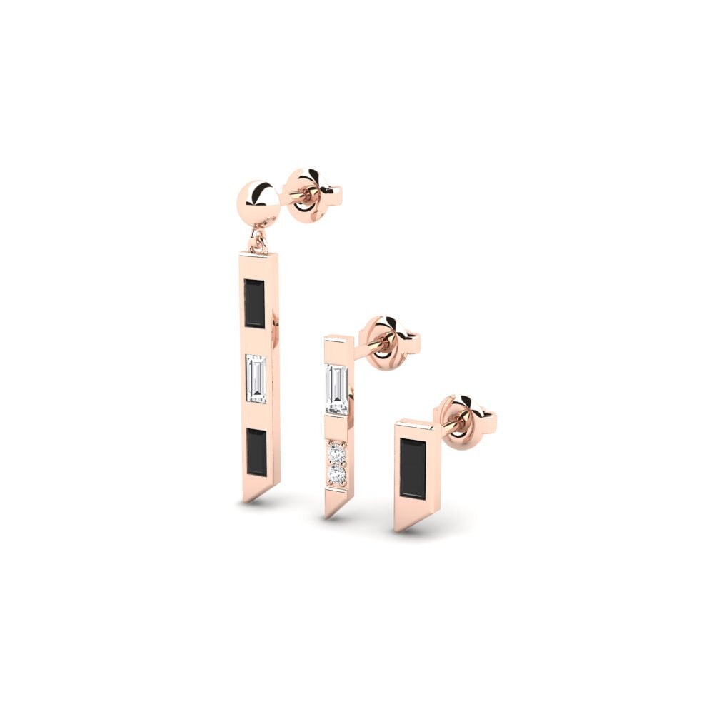 14k Rose Gold Black Sapphire Women's Earring Futuristinen