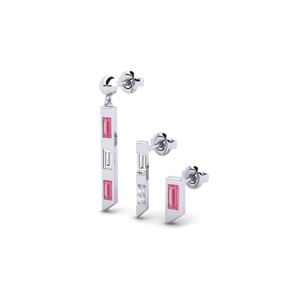 Pink Sapphire Women's Earring Futuristinen