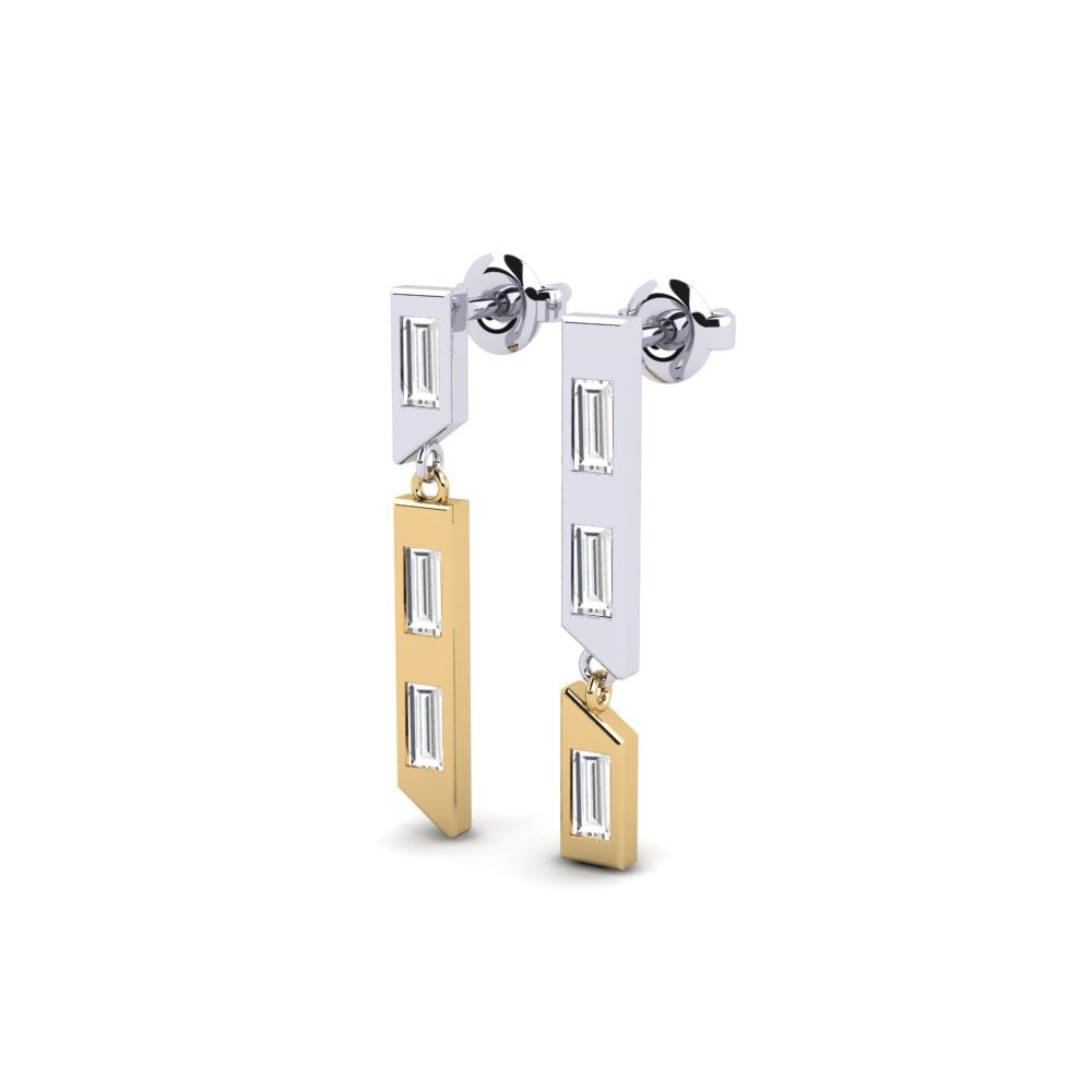 14k Oro Blanco & Amarillo Pendiente de mujer Ikamva