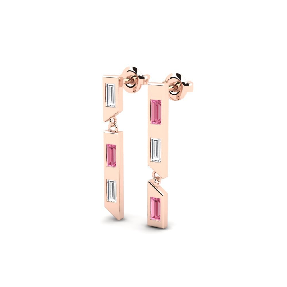 14k Rose Gold Pink Sapphire Women's Earring Ikamva