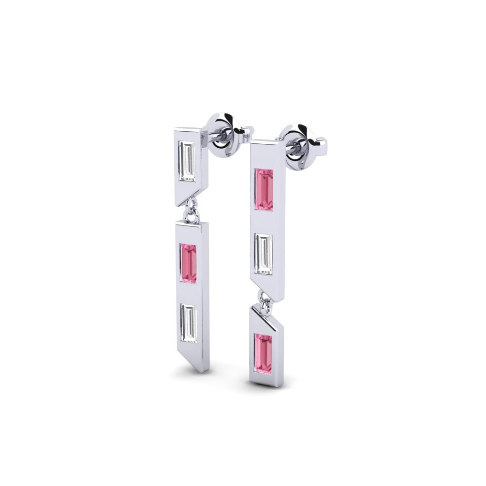 950 Platinum Pink Sapphire Women's Earring Ikamva