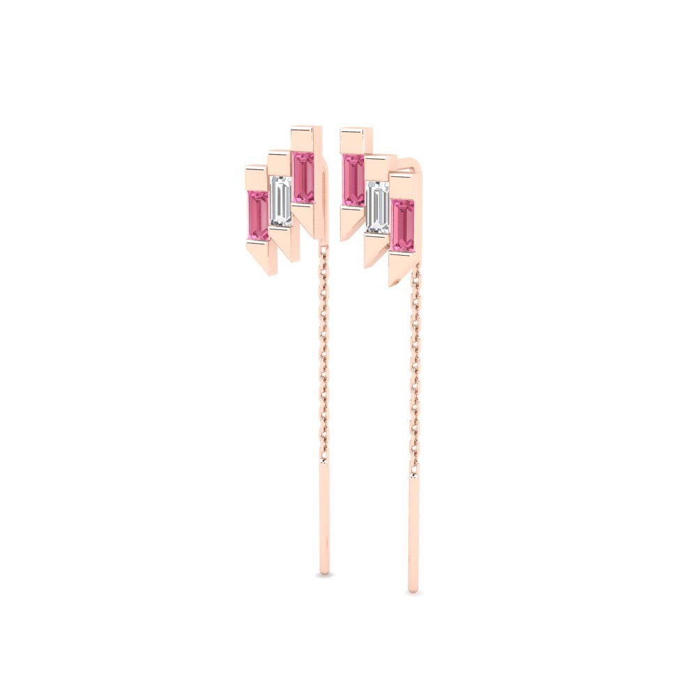 14k Rose Gold Pink Sapphire Women's Earring Koleeza