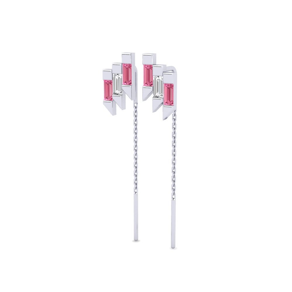 950 Platinum Pink Sapphire Women's Earring Koleeza