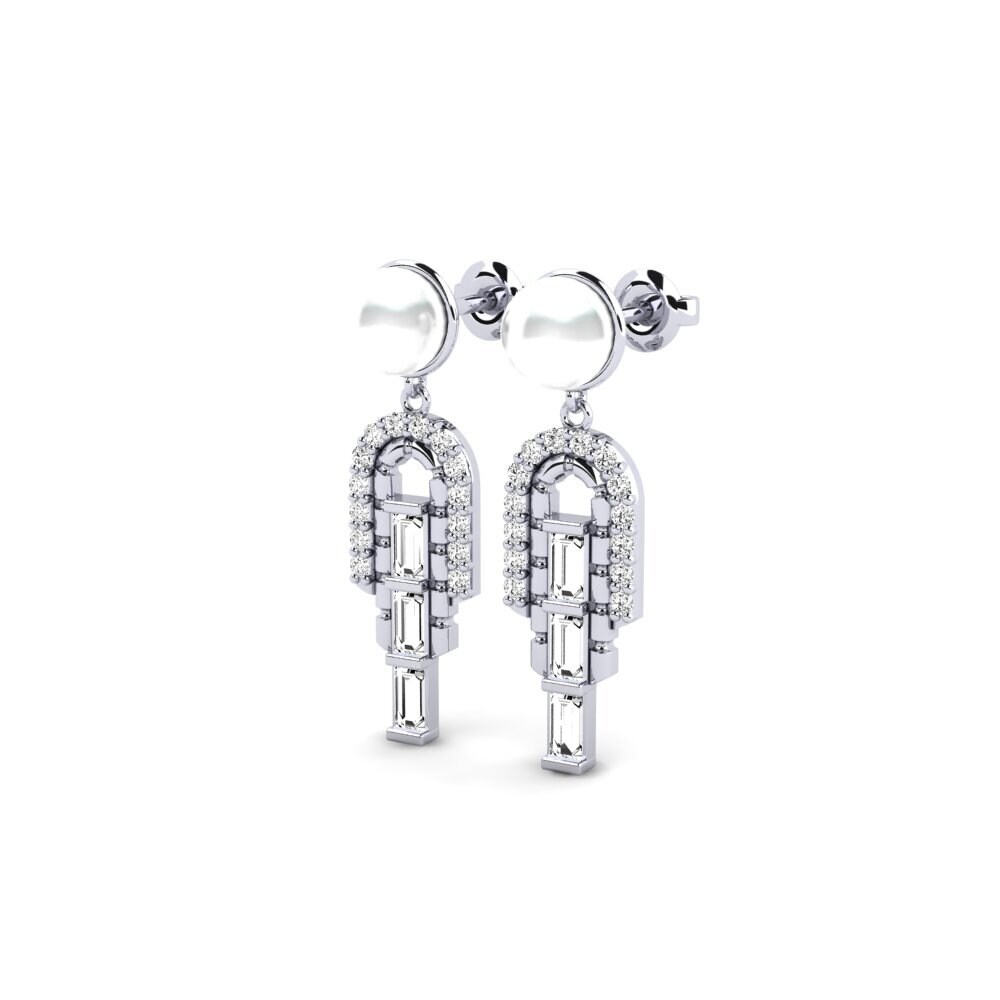 9ct White Gold Moissanite Women's Earring Lalysos