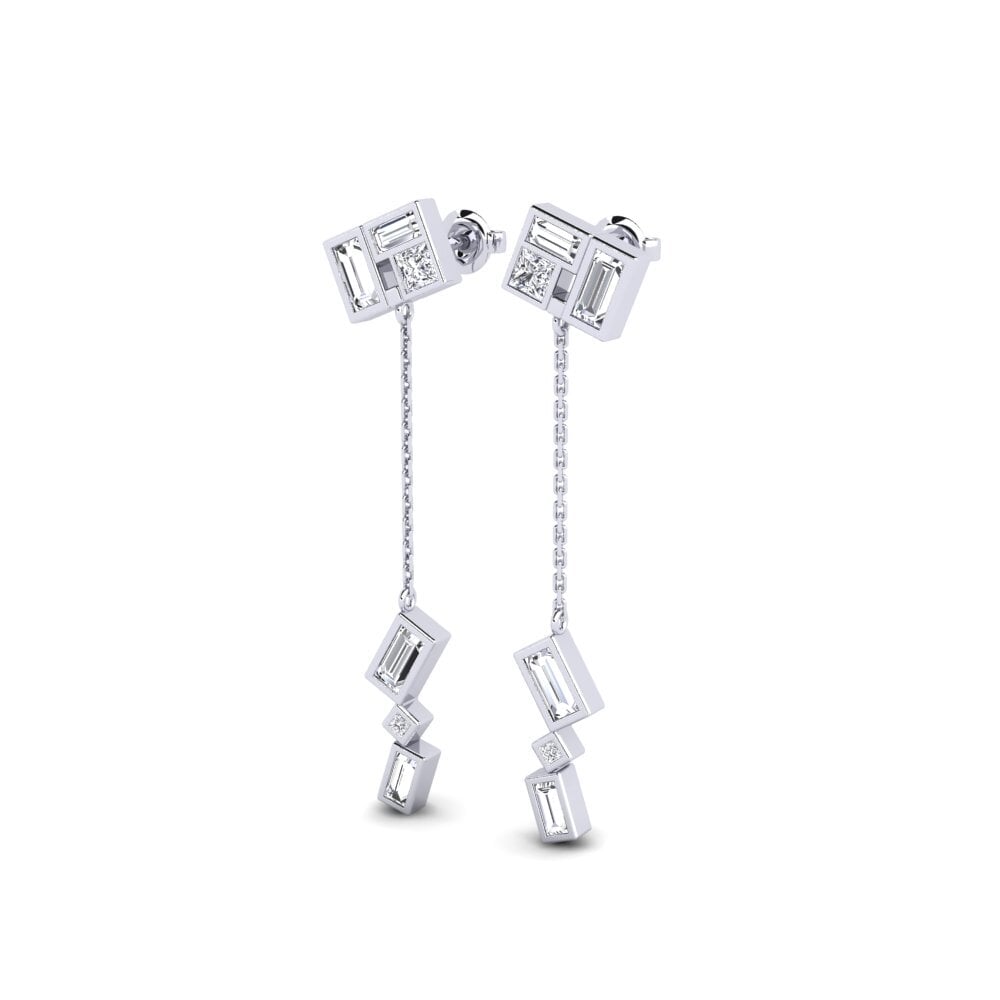 14k Oro Blanco Princesa Pendiente de mujer Ntcheu