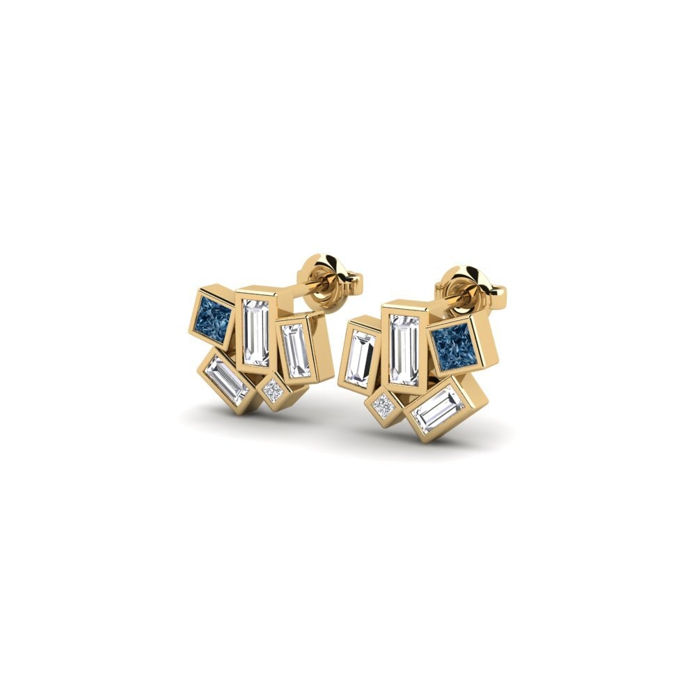 Diamante Azul Brincos Feminino Rumphi