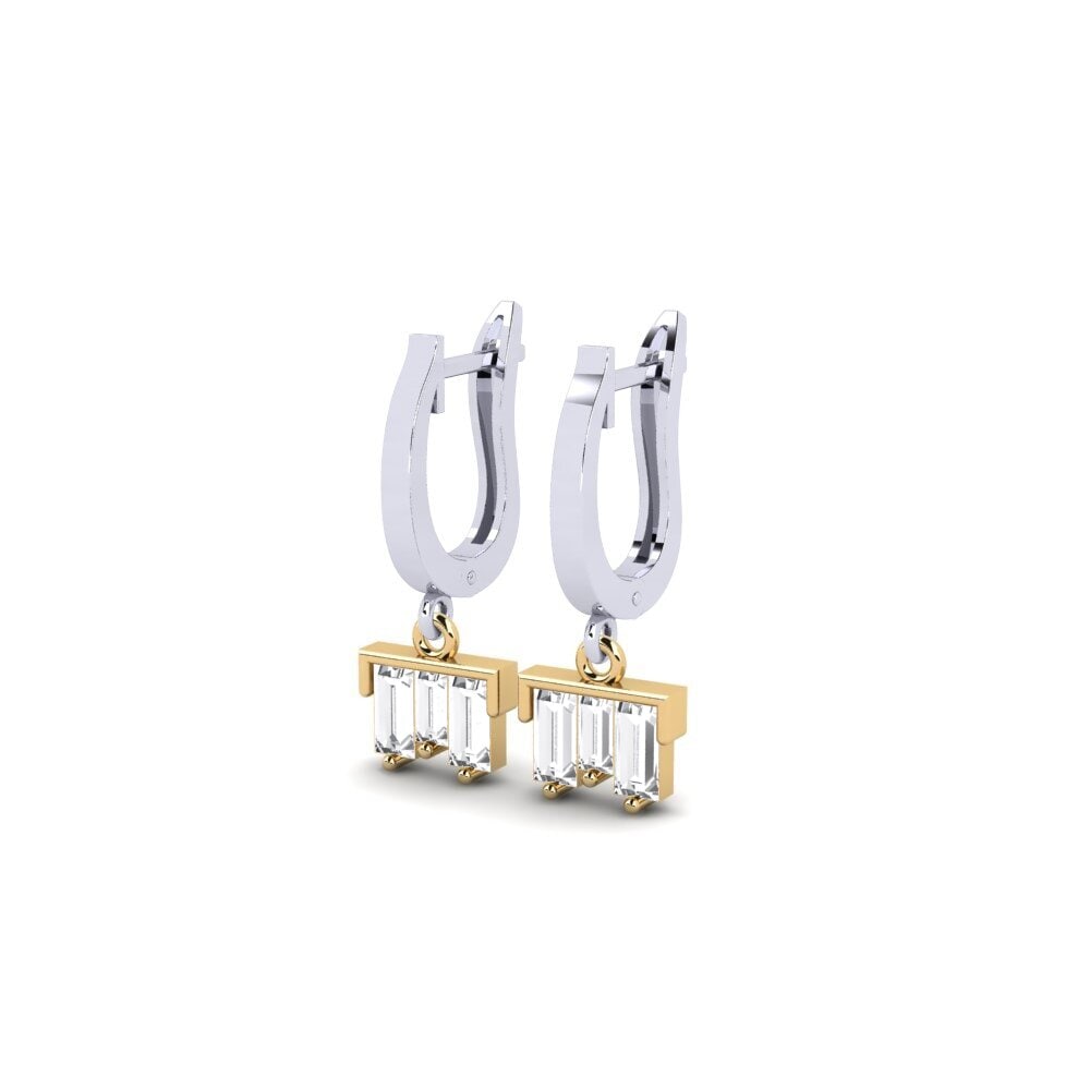 14k Oro Blanco & Amarillo Pendiente de mujer Specify