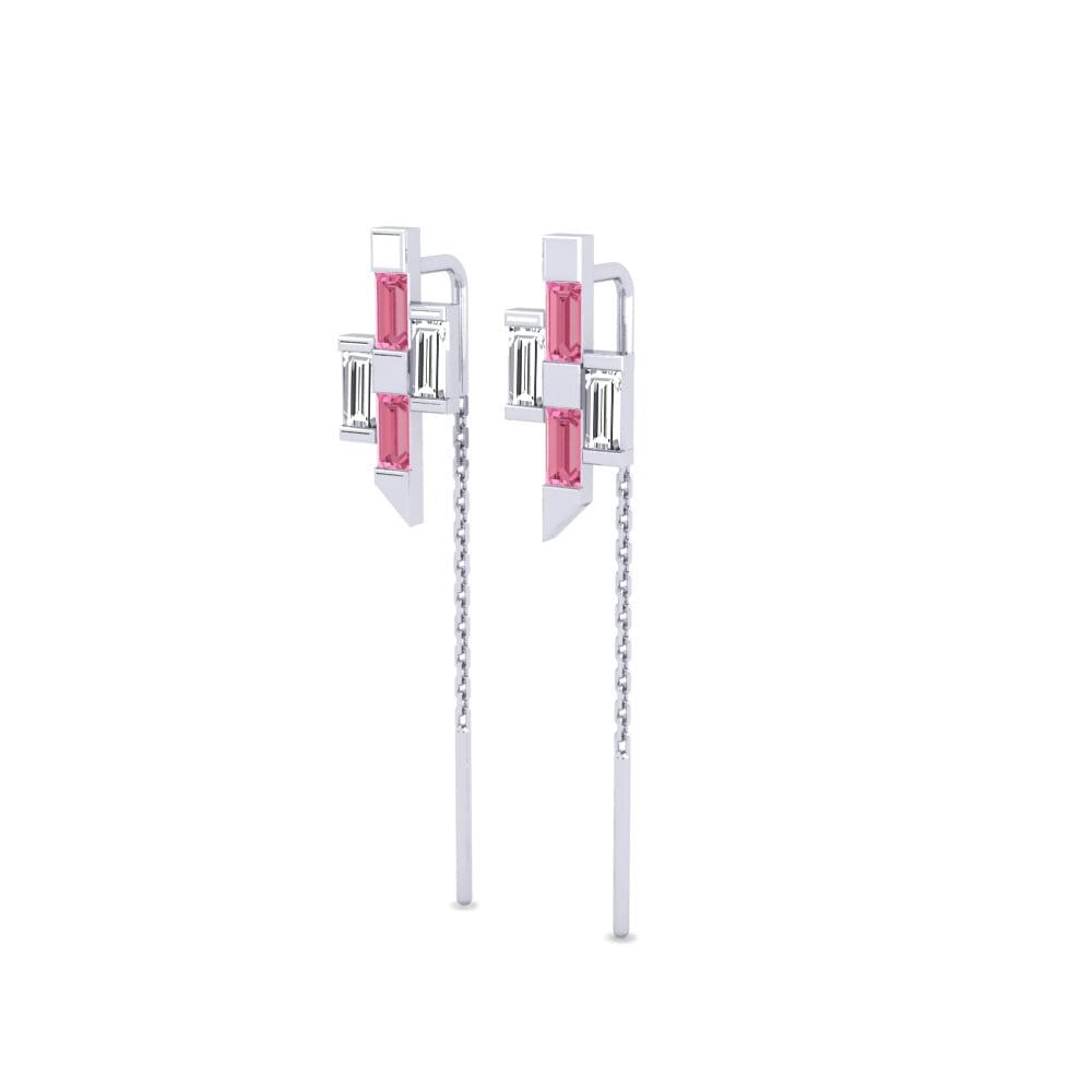 Đá Sapphire Hồng Bông tai nữ Teka