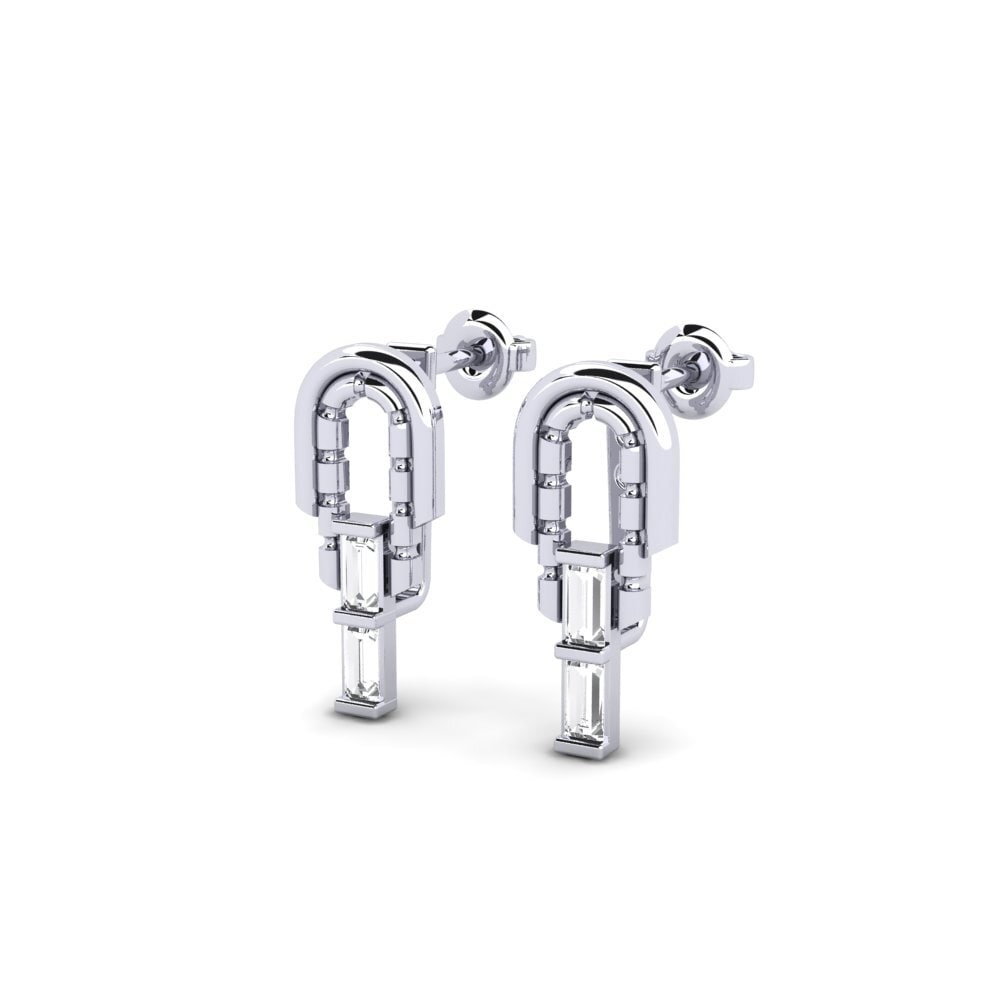 9k White Gold Women's Earring Retourne