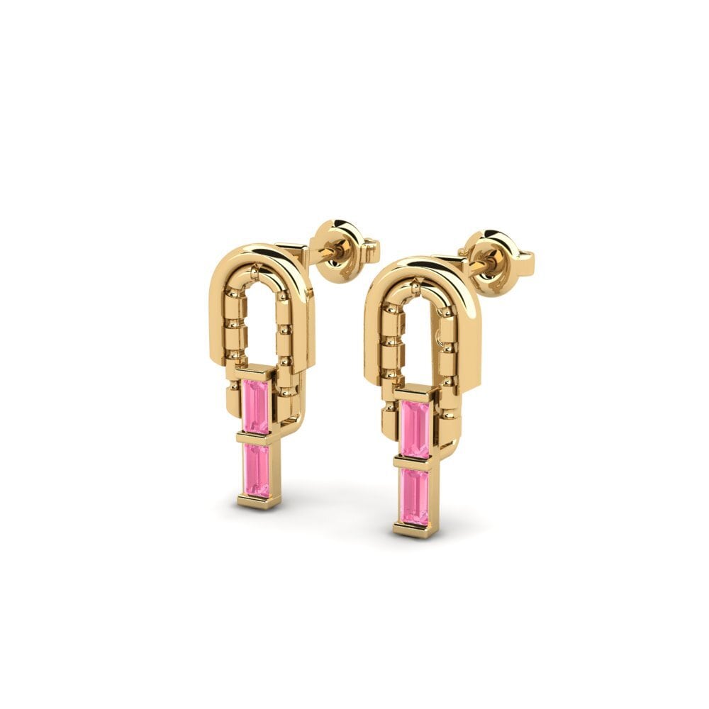 Saphir Rose Boucle d'oreille femme Retourne