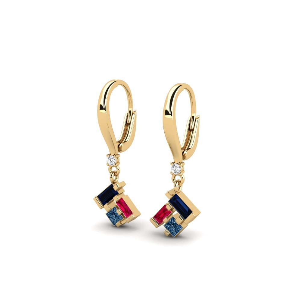 Diamante Azul Brincos Feminino Riaria