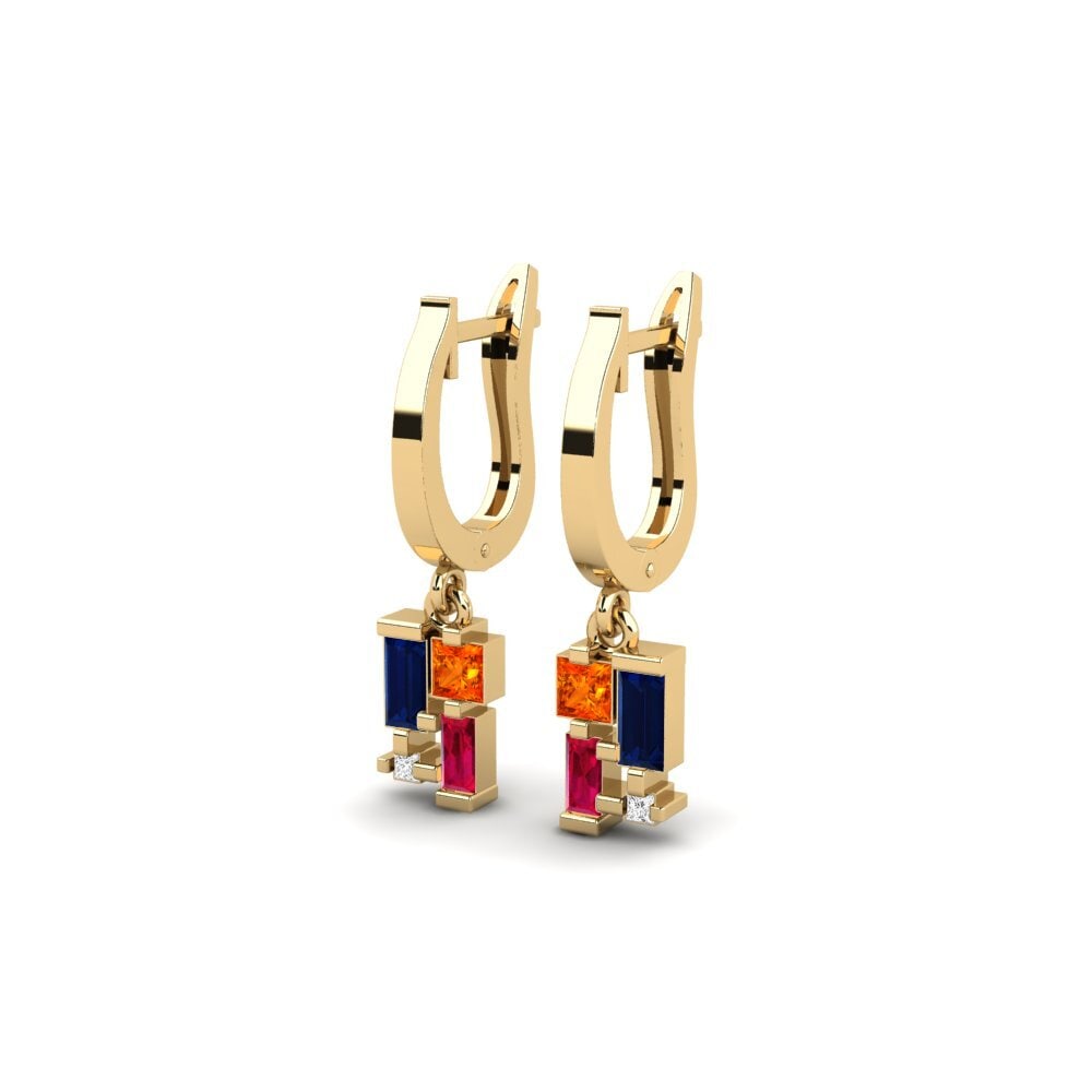 Orange Sapphire Women's Earring Roreti