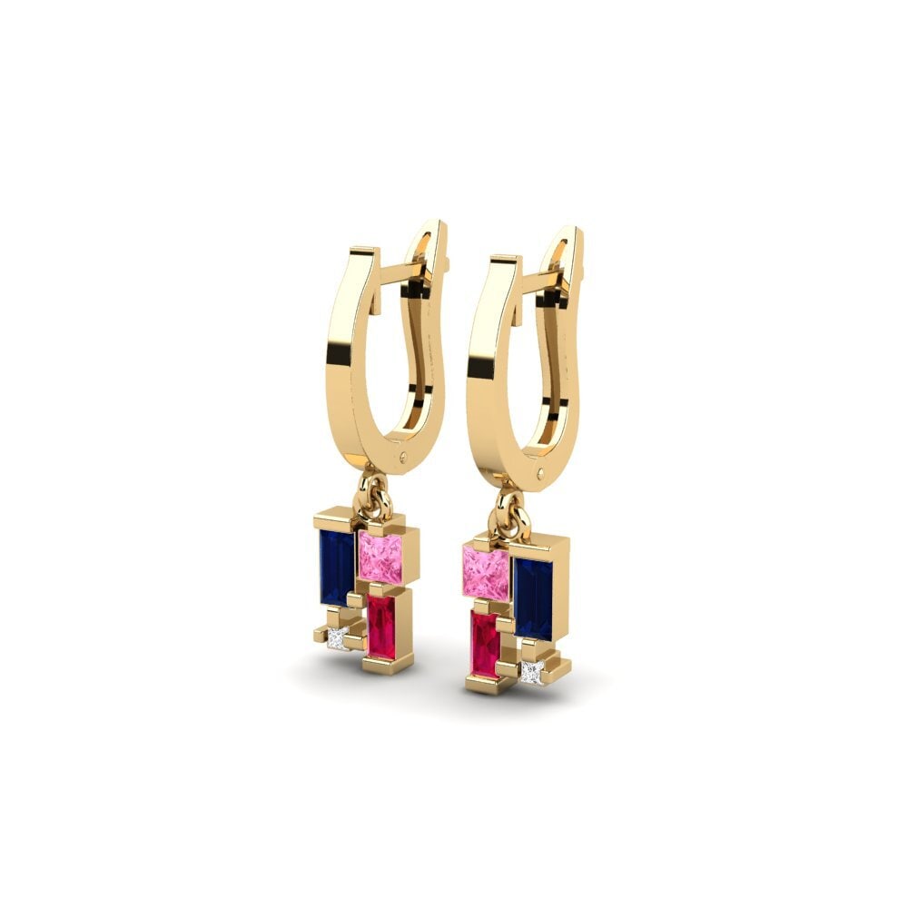 Saphir Rose Boucle d'oreille femme Roreti