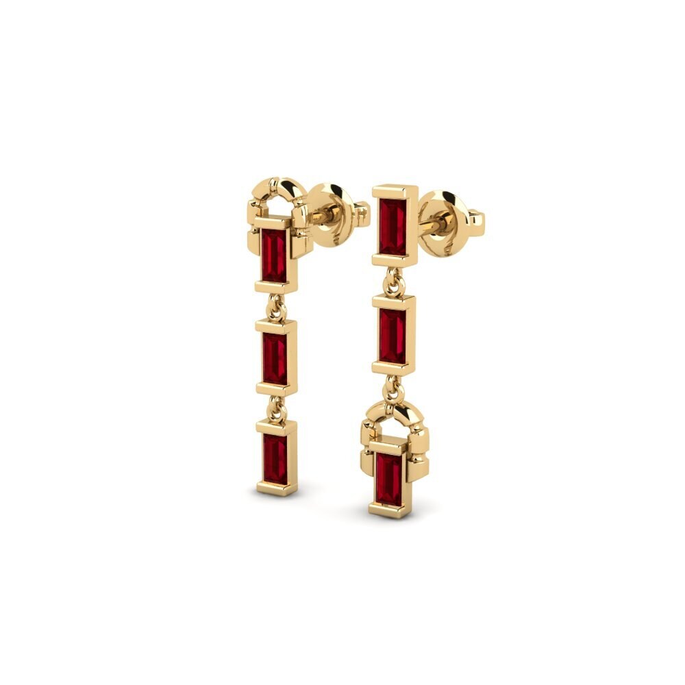 Zircone Rouge Boucle d'oreille femme Semouse