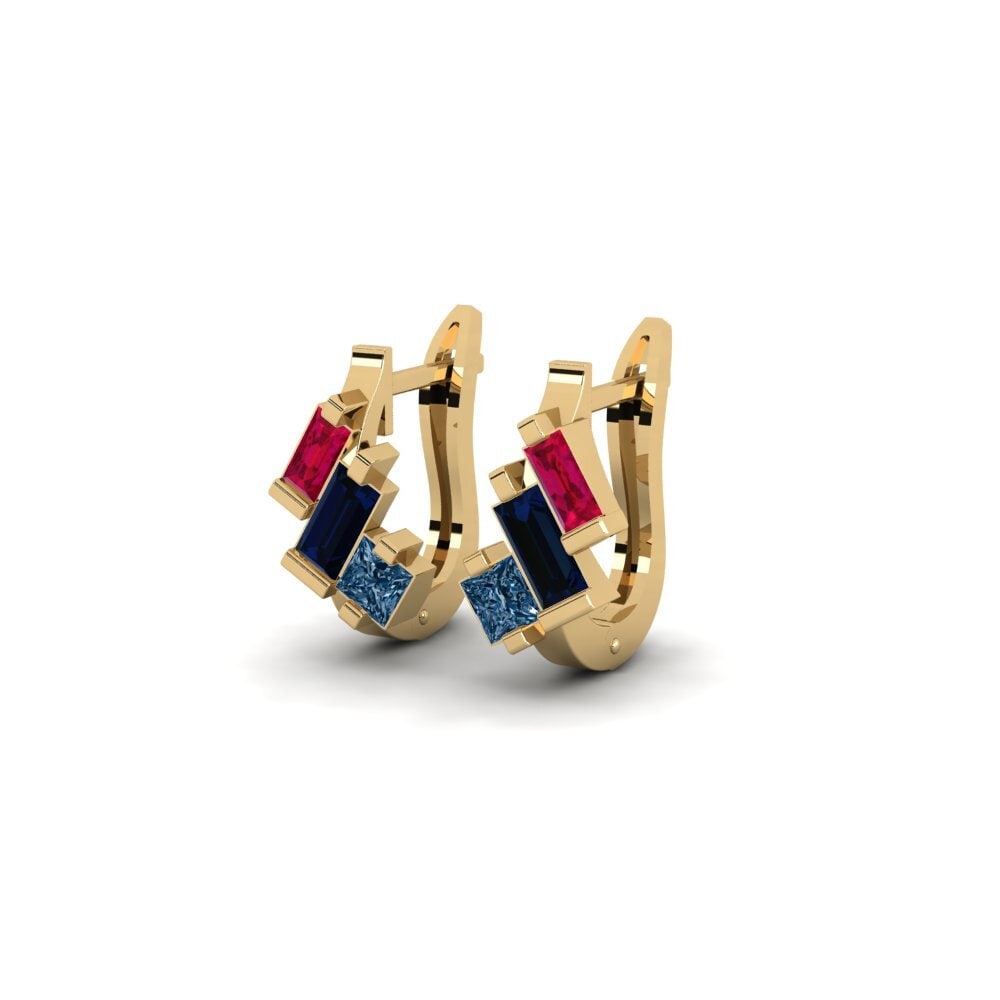 Diamante Azul Brincos Feminino Taburao