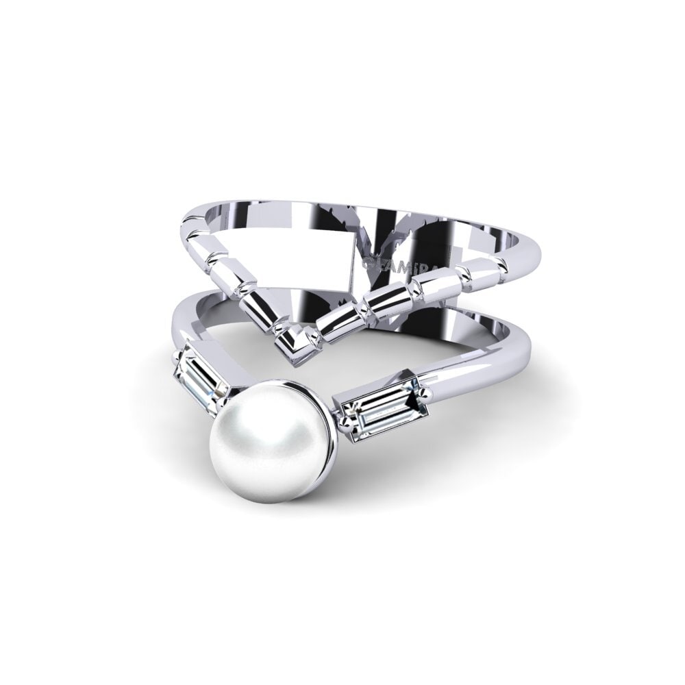9k Oro Blanco Circonita Anillo Tanais