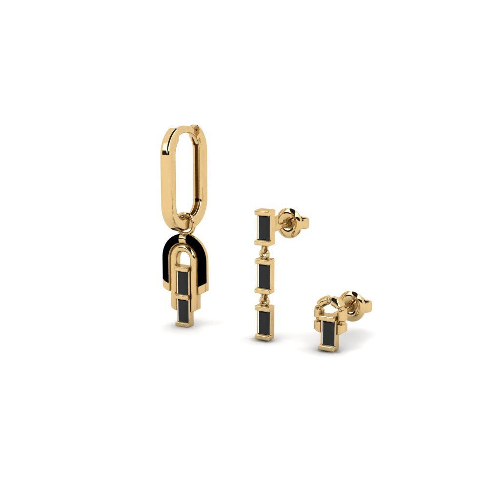 Ónix Negro Pendiente de mujer Therain - SET