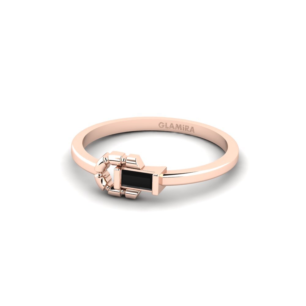 14ct Rose Gold Black Onyx Engagement Ring Tourbe