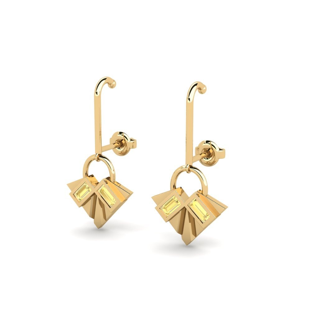 Yellow Sapphire Women's Earring Visible - B