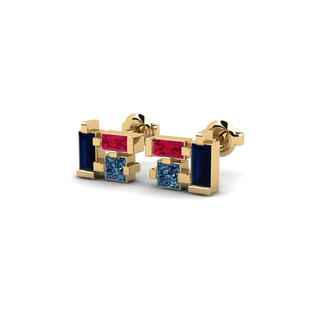 Diamante Azul Brincos Feminino Butaritari