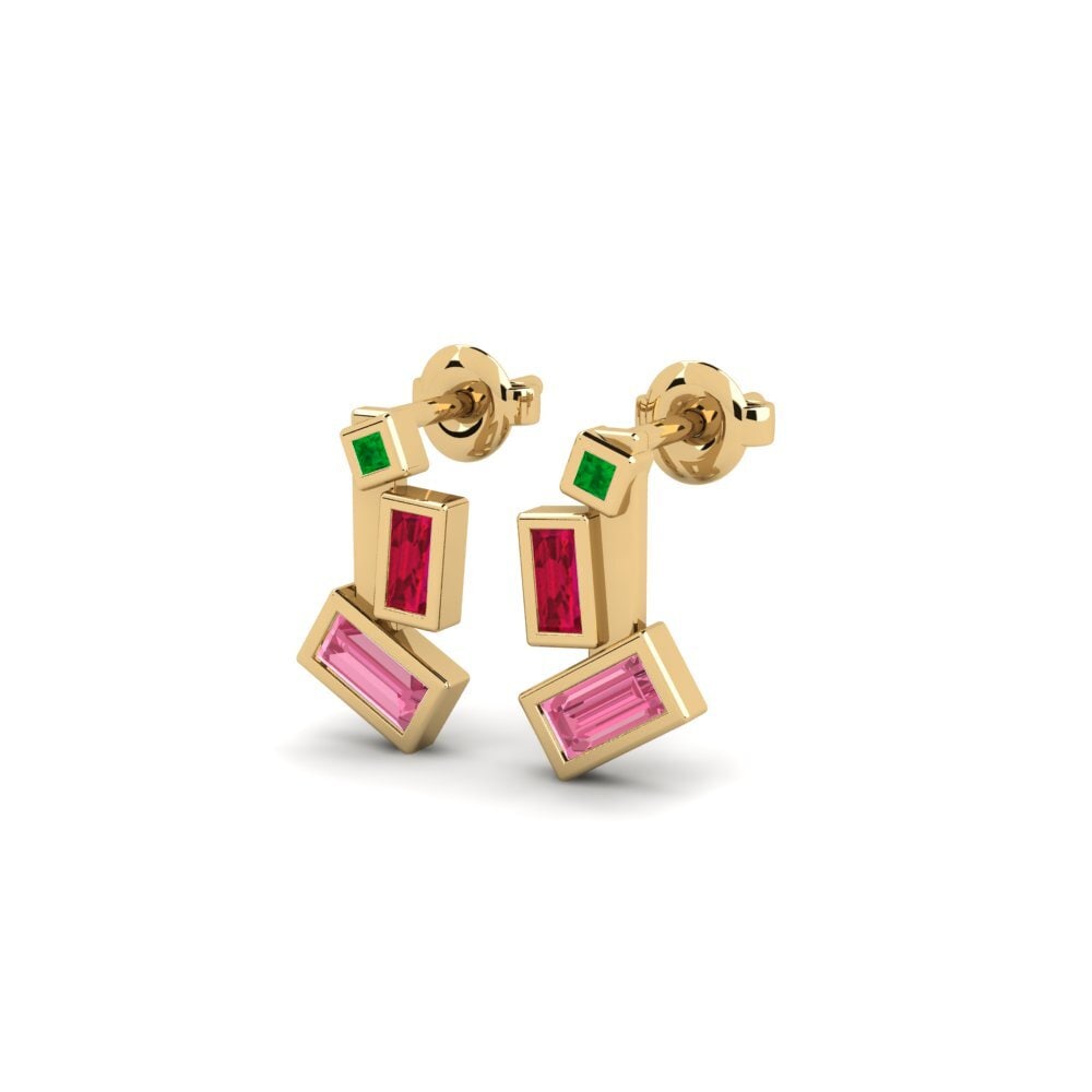 Saphir Rose Boucle d'oreille femme Ebeye