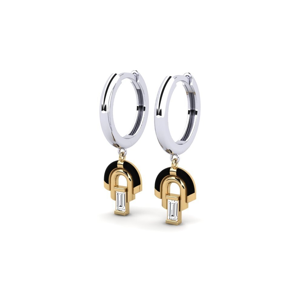 14k Oro Blanco & Amarillo Pendiente de mujer Gonnos